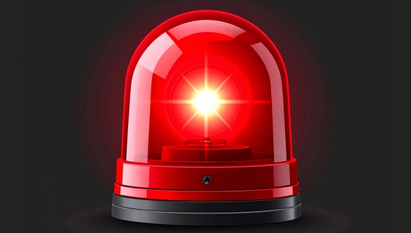 Flashing red light on a black background